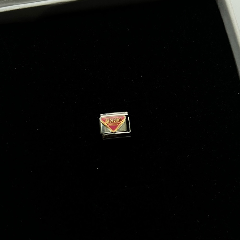 Designer Pink Red and Gold Italian Charm Link Accesories Emblem Pin